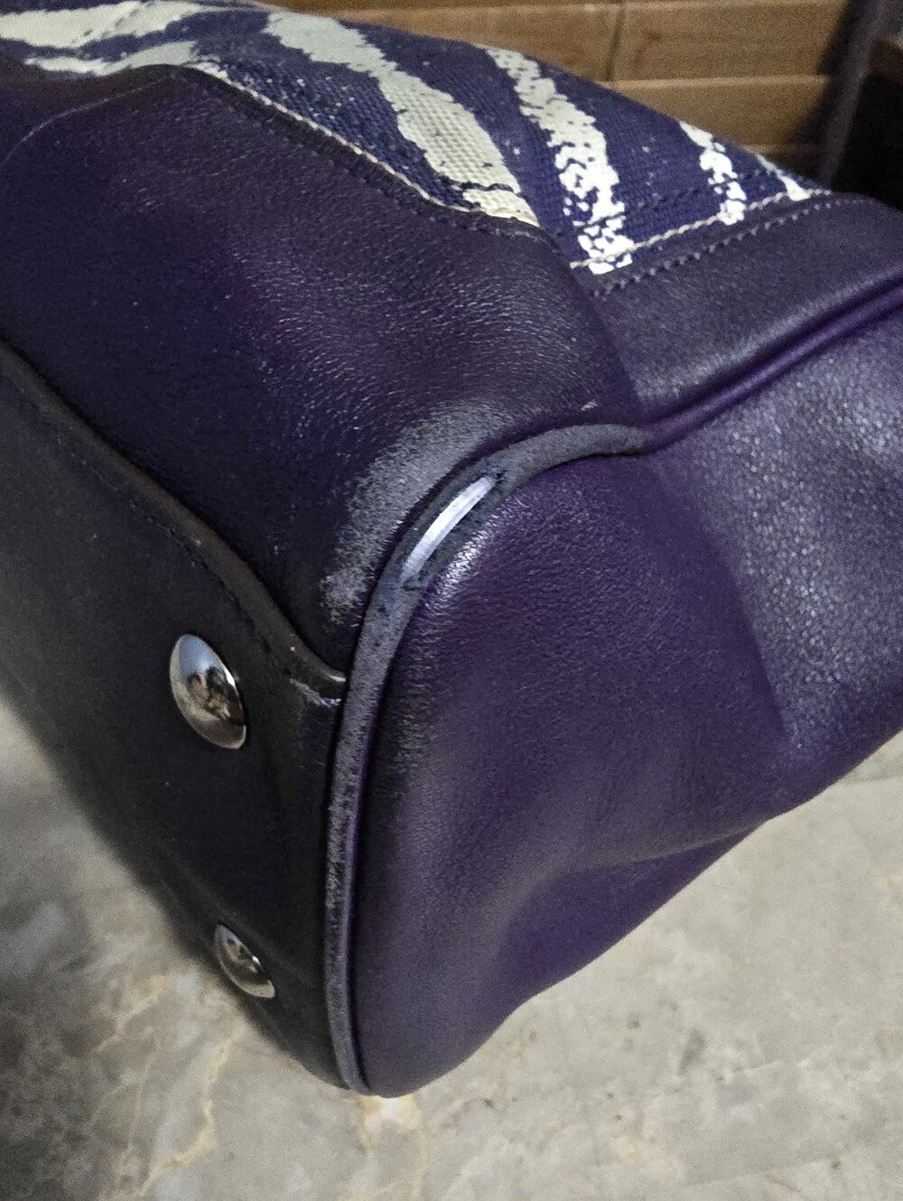 Coach Legacy Candace Purple Zebra Print Leather Satchel Purse - Picture 10 of 14